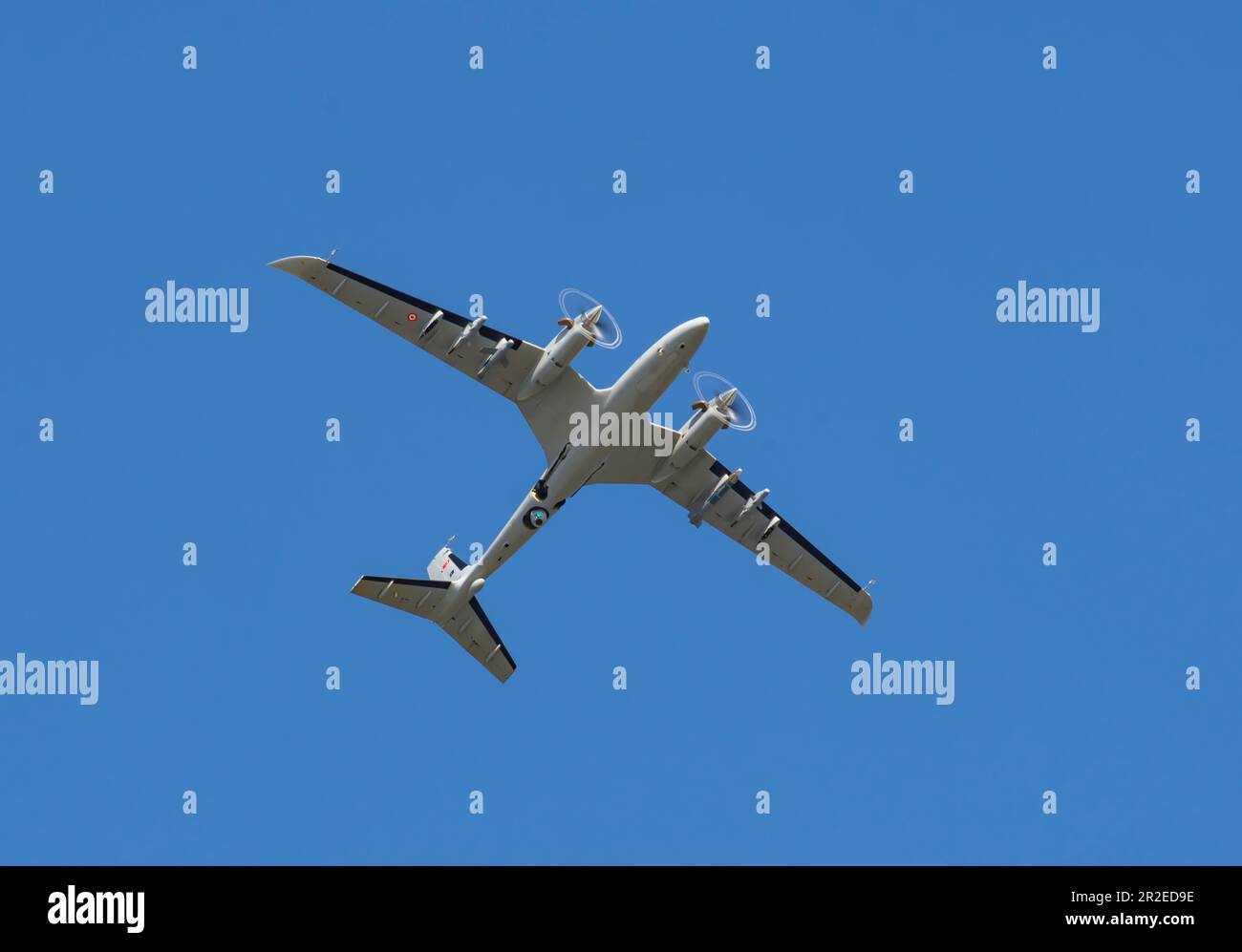 Baykar Bayraktar AKINCI  loaded with roketsan and Mam-l and Mam-C  ammunition, is a High-Altitude Long-Endurance (HALE) Unmanned Combat Aerial Vehicle Stock Photo