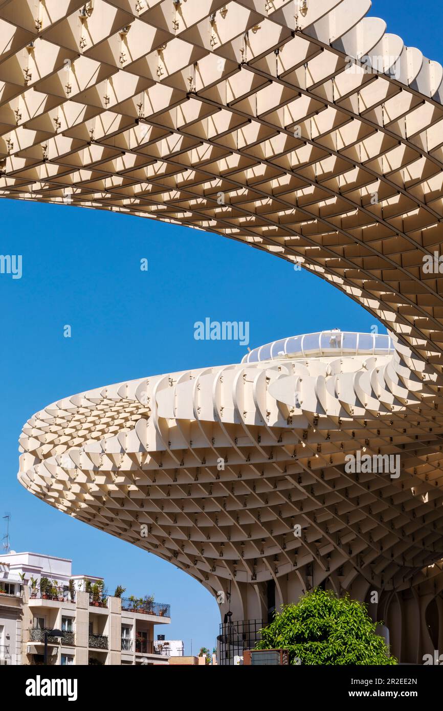 Spain, Andalusia, Seville,  Setas of Seville, a structure made of plywood with a boardwalk on the top level offering views of the city. Stock Photo