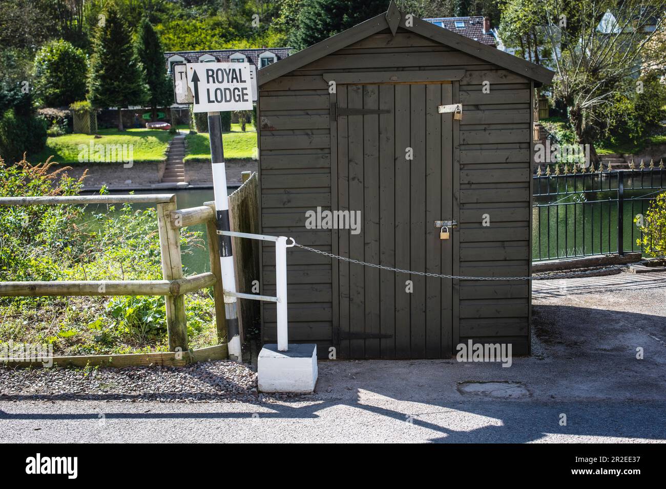 The Shed or Royal Lodge, on the  banks of the RiverWye Symonds Yat Stock Photo