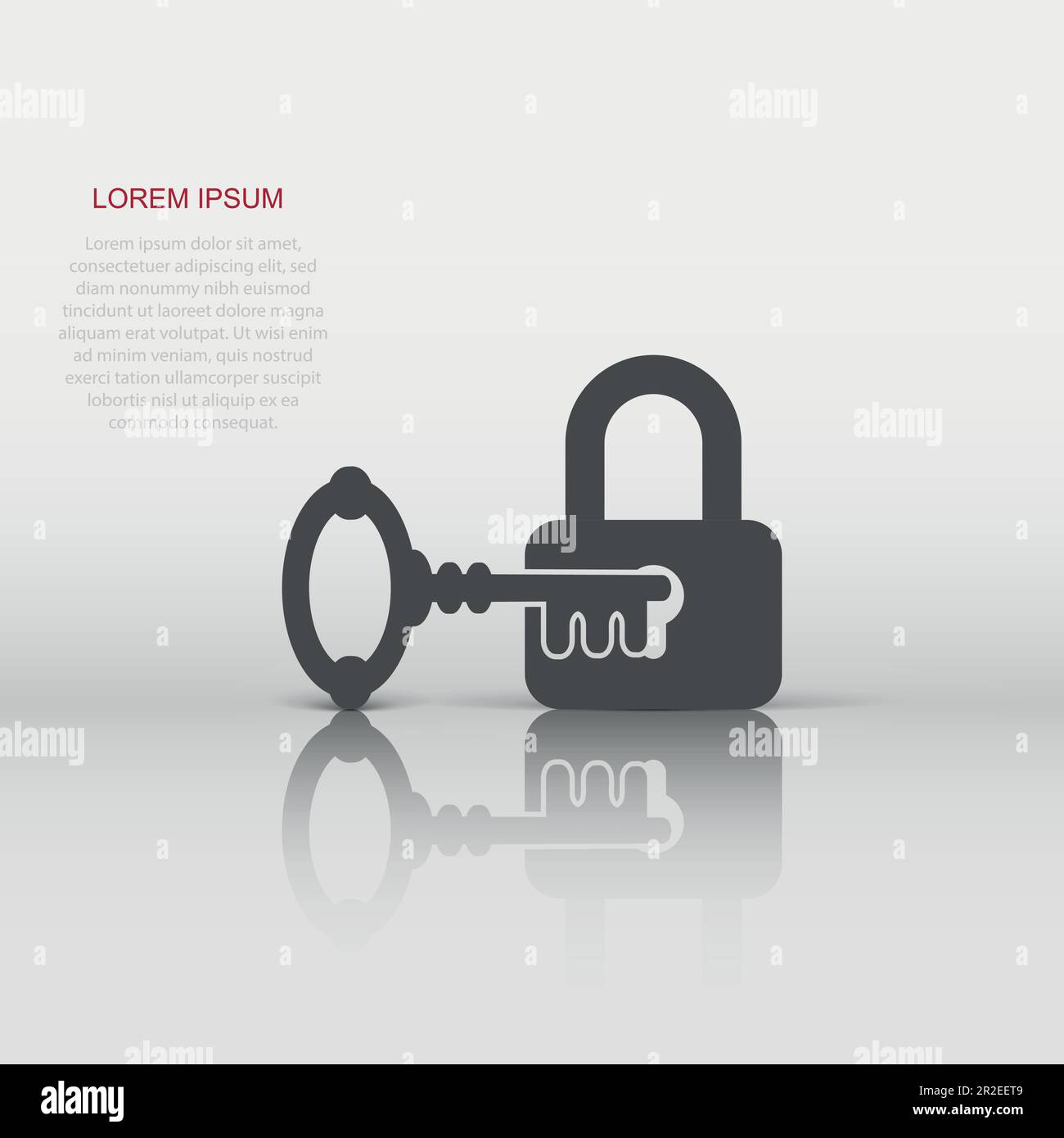 Key with padlock icon in flat style. Access login vector illustration ...