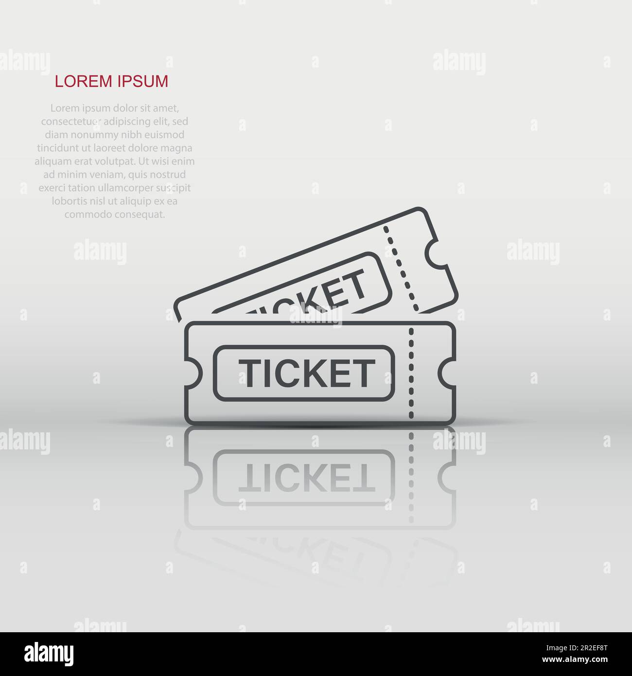 Cinema ticket icon in flat style. Admit one coupon entrance vector ...