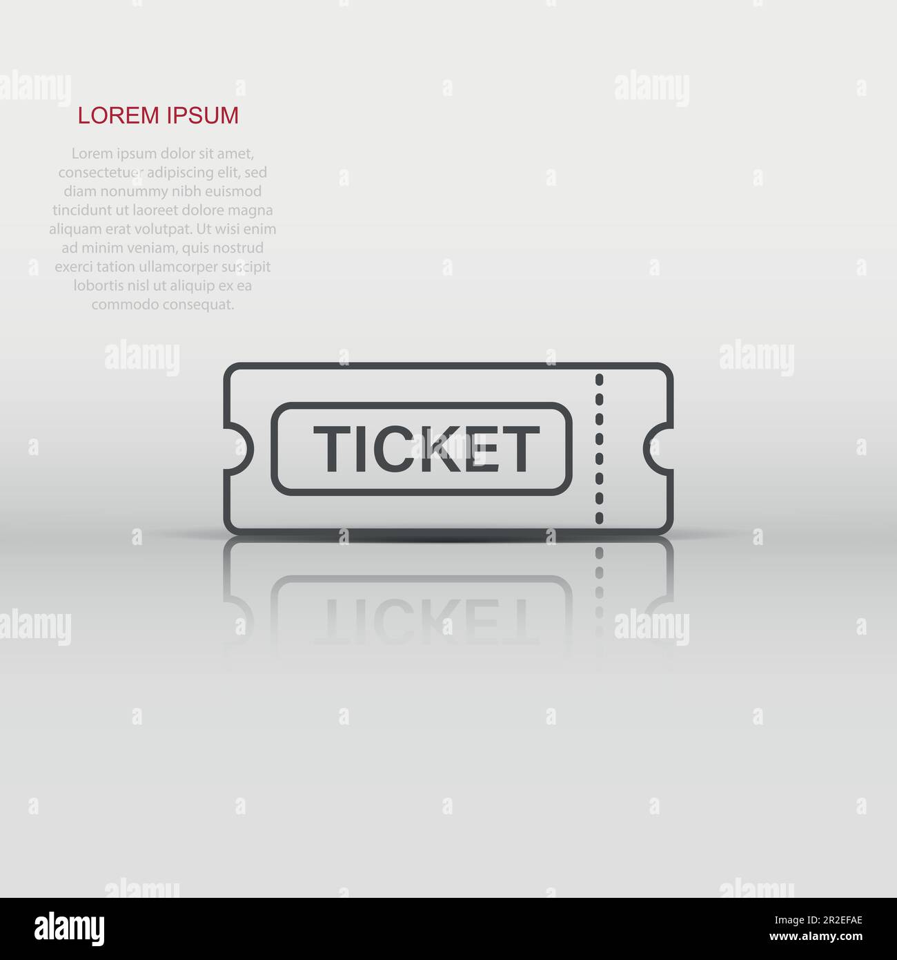Cinema ticket icon in flat style. Admit one coupon entrance vector ...