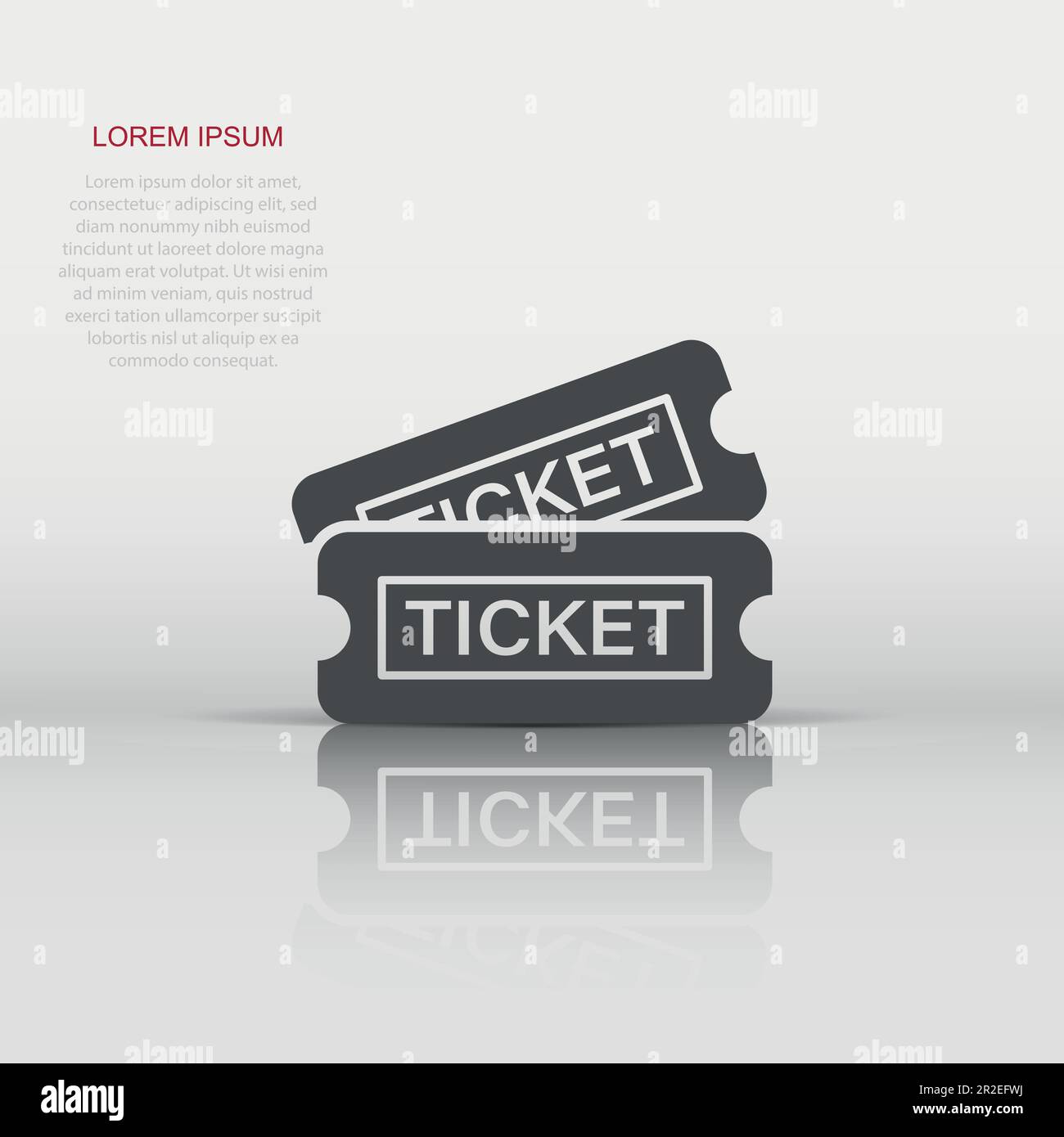 Cinema ticket icon in flat style. Admit one coupon entrance vector ...