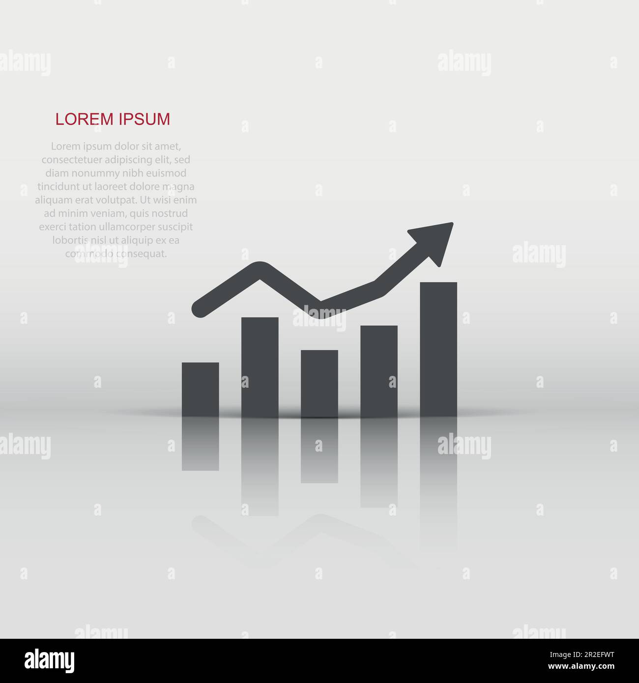 Growing bar graph icon in flat style. Increase arrow vector ...