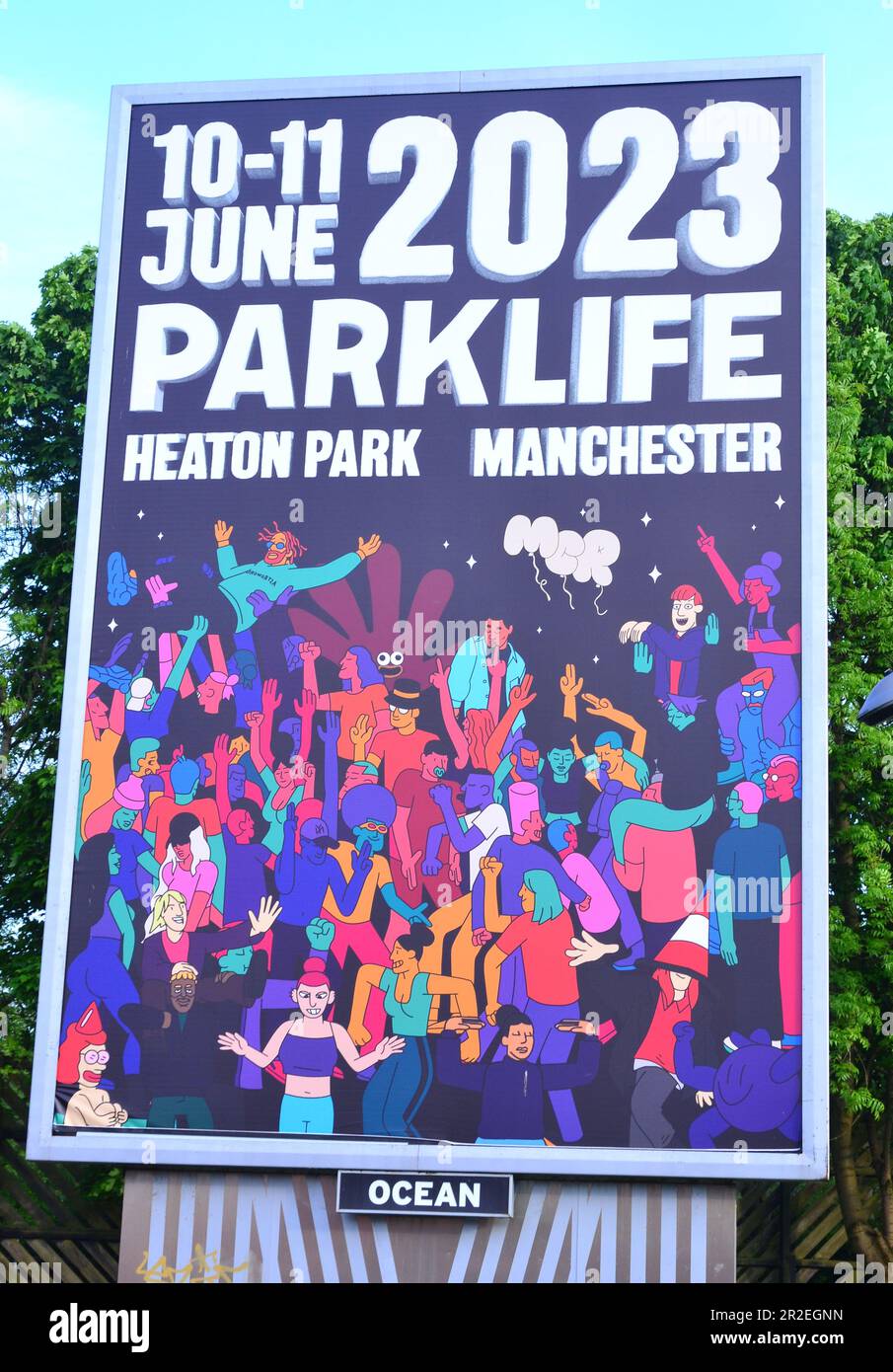 Billboard to advertise Parklife 2023, a music festival featuring many
