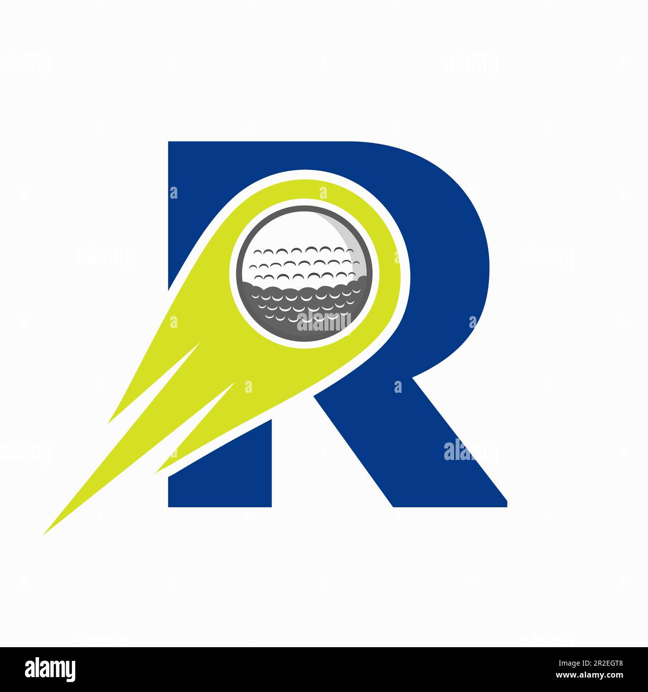 Letter R Golf Logo Concept With Moving Golf Ball Icon. Hockey Sports ...