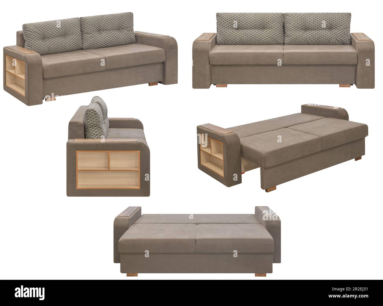 Folding sofa. Isolated from the background. In different angles. Interior element Stock Photo