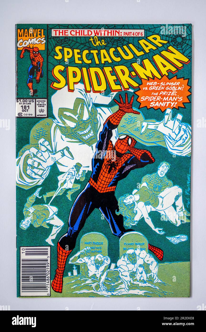 Calgary, Alberta May 17, 2023 Covers of vintage Marvel Spiderman