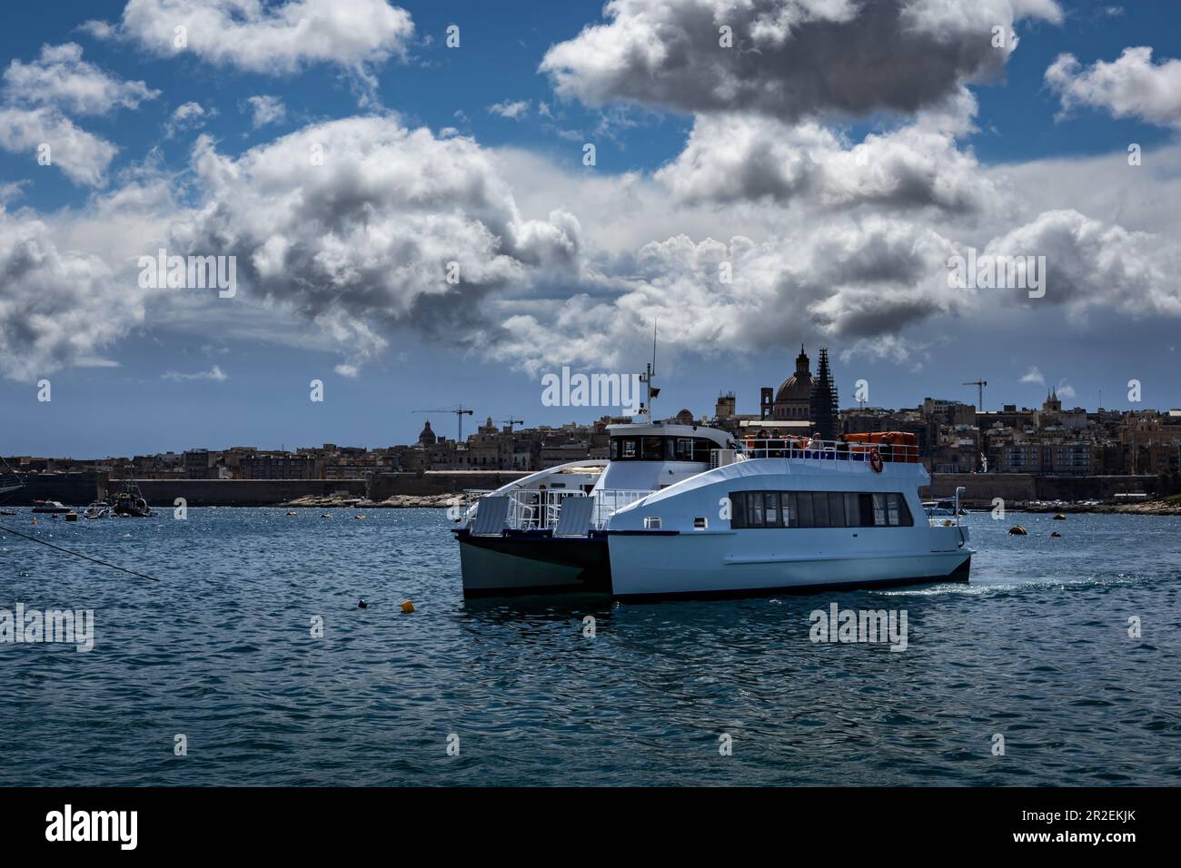 Sliema, Malta - April 18, 2023: Valletta Sliema ferry ship on water. Stock Photo