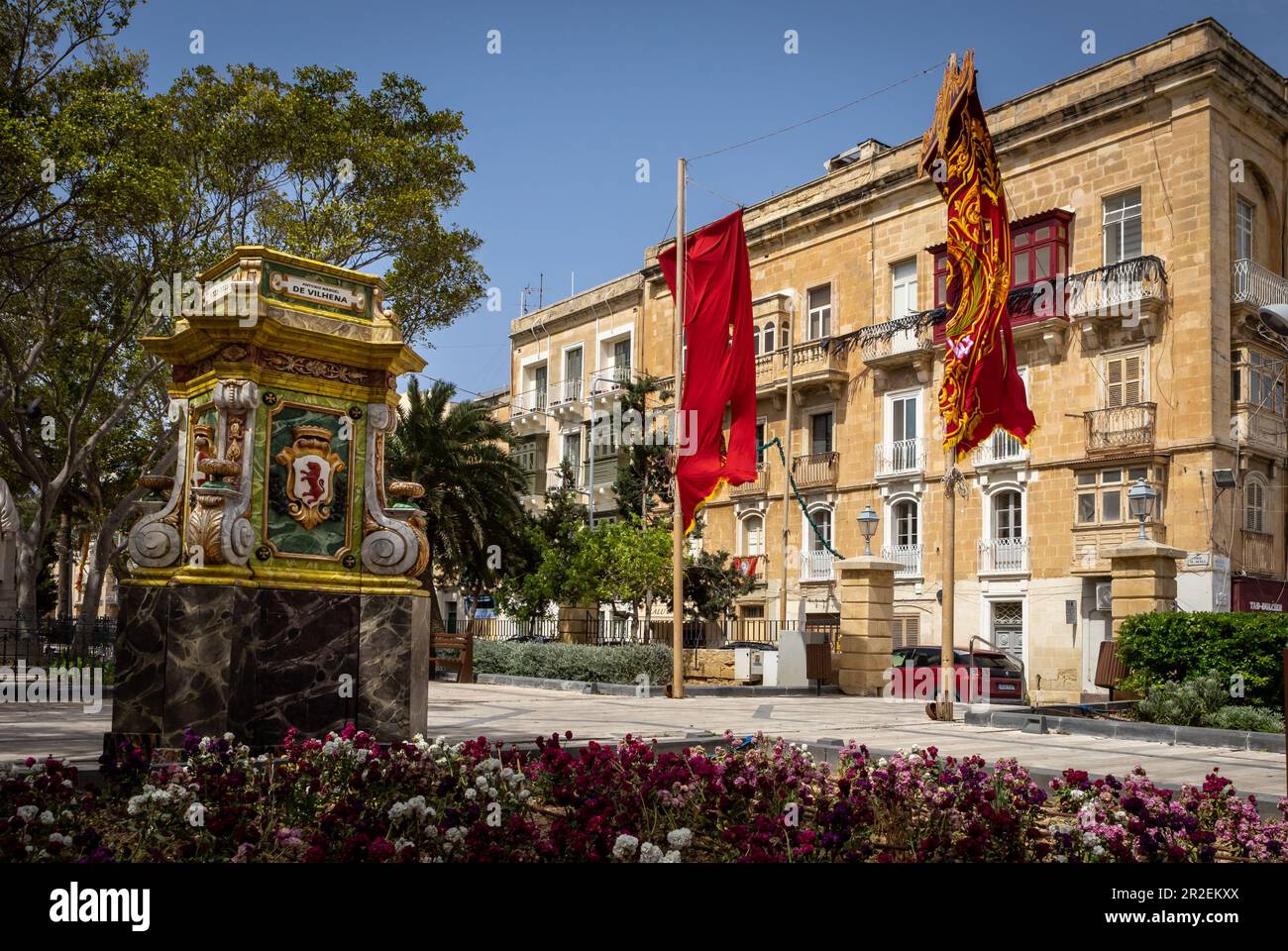 Valletta, Malta April 16, 2023 Historical architecture and the Mall