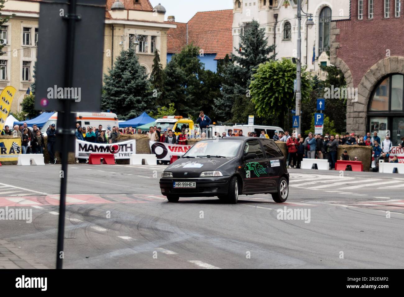Marosvasarhely, Transylvania - June 23 rd 2018: Fiat Punto  performing during Super Rally Trofeul Targu Mures. Stock Photo