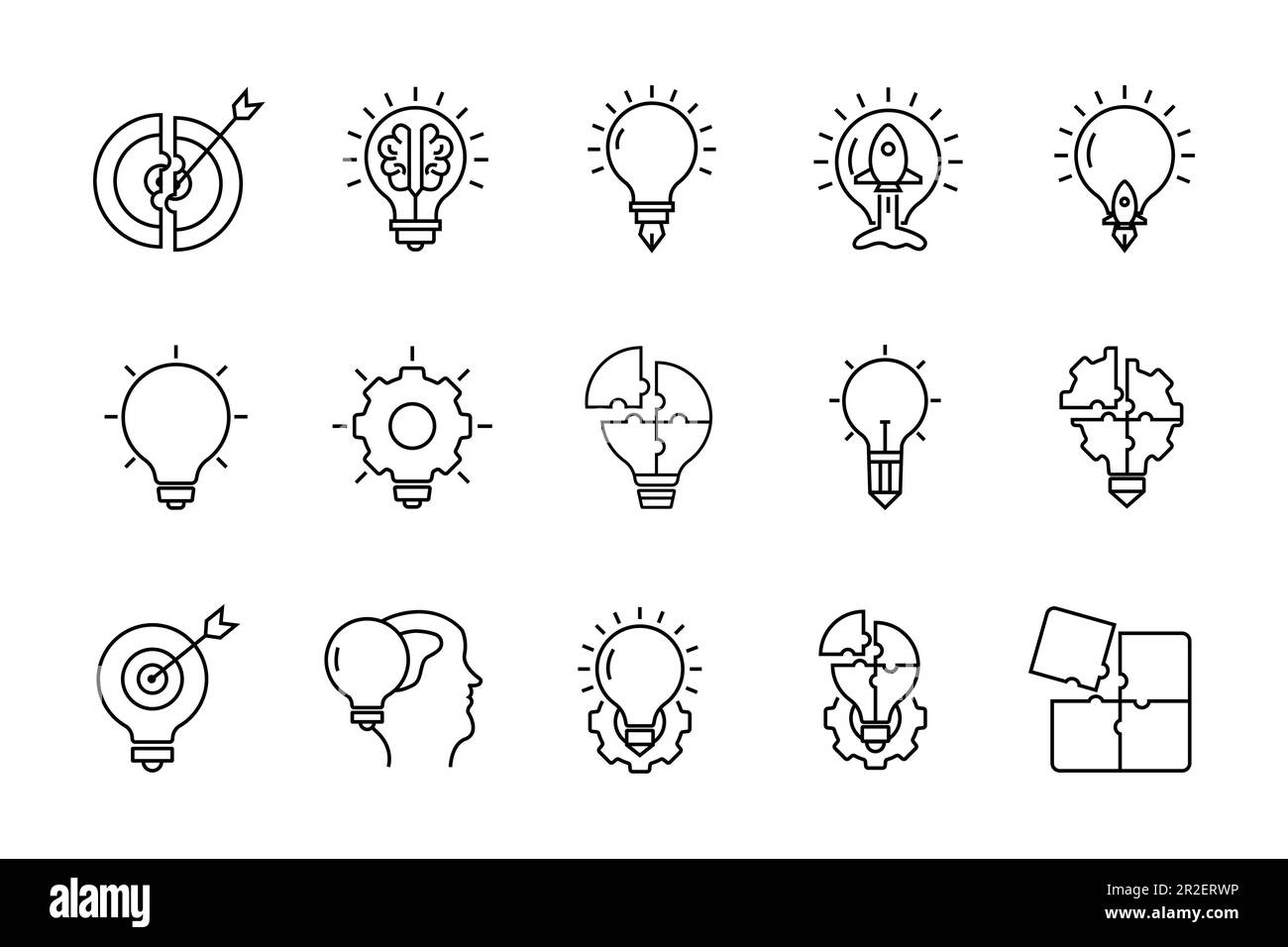 Creativity Icon set. vector pack of bulb line icons. icon related to