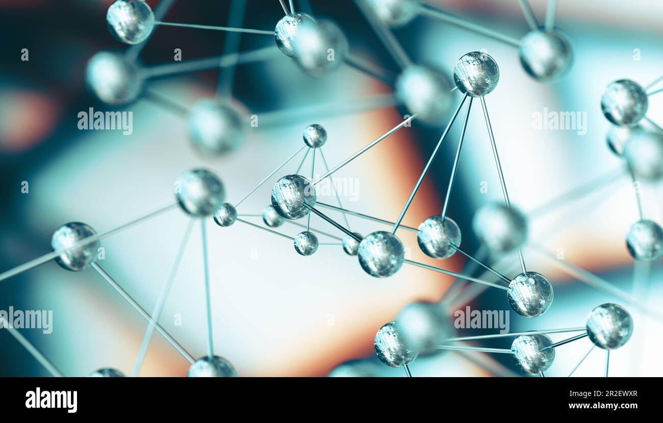 Science and medicine background with molecules and atoms.Molecular structures.3d illustration of molecule model. Stock Photo