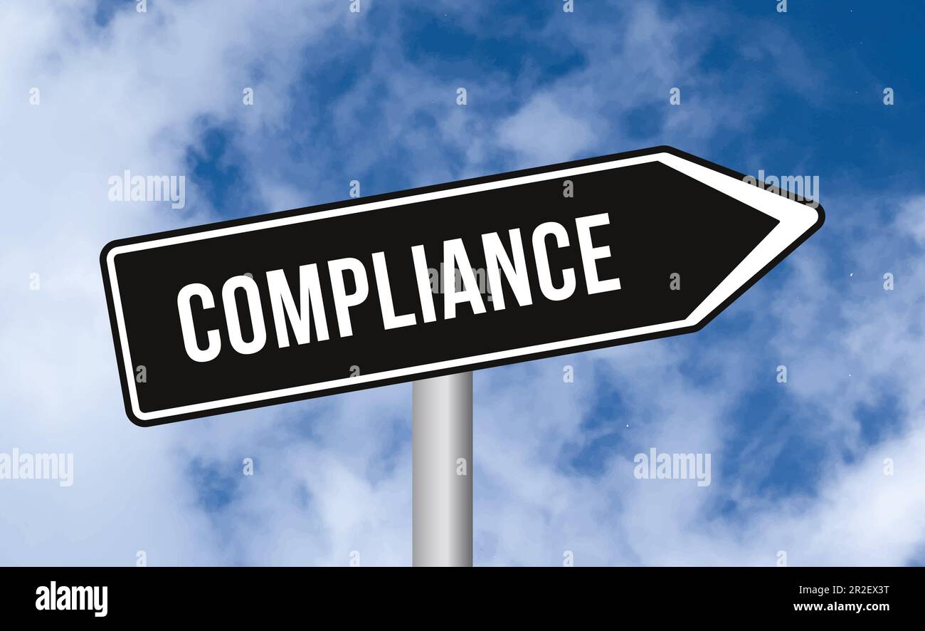 Compliance road sign on sky background Stock Photo Alamy