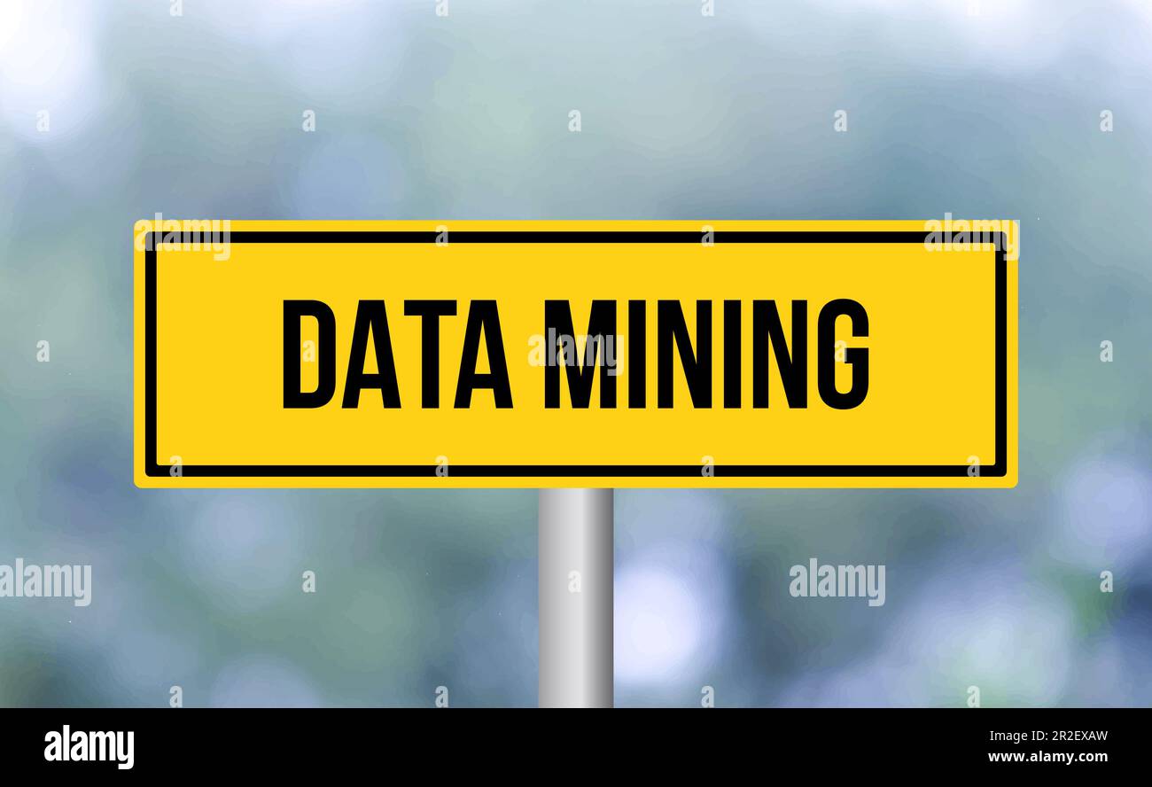 Data mining road sign on blur background Stock Photo