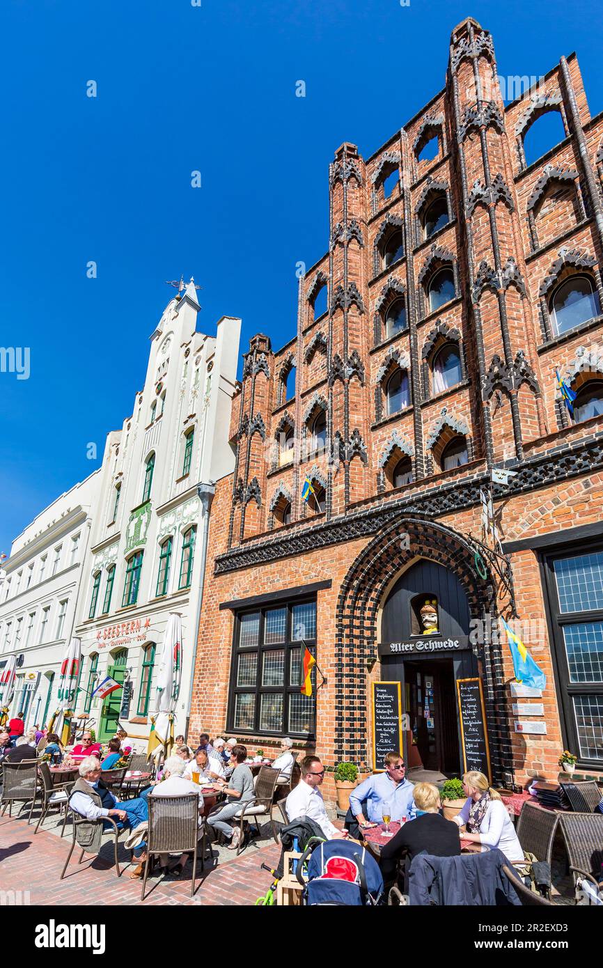 Marktplatz (market place square) in the centrum of Wismar, brick gothic
