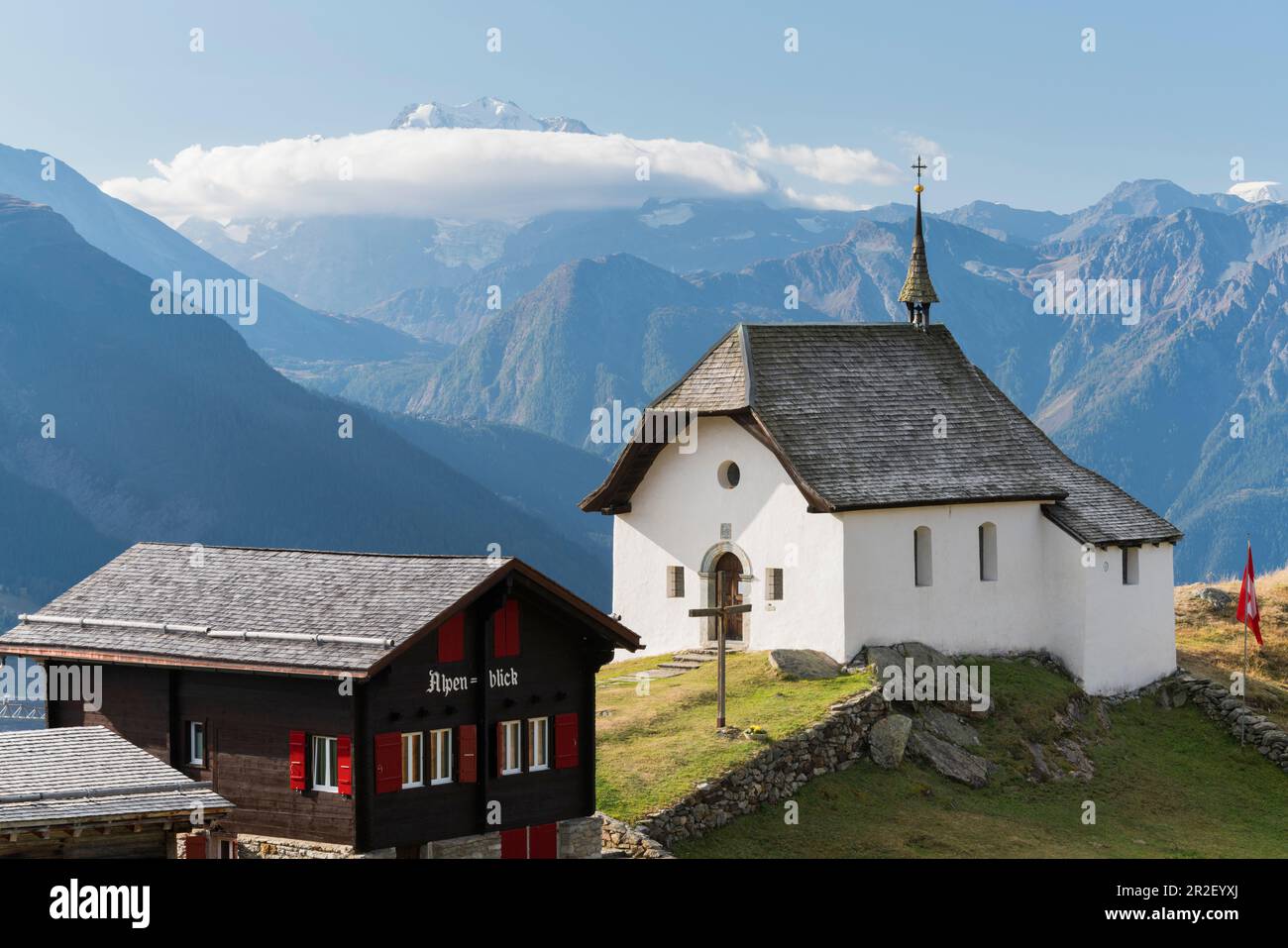 Chapel Maria zum Schnee, Bettmeralp, Valais, Switzerland Stock Photo