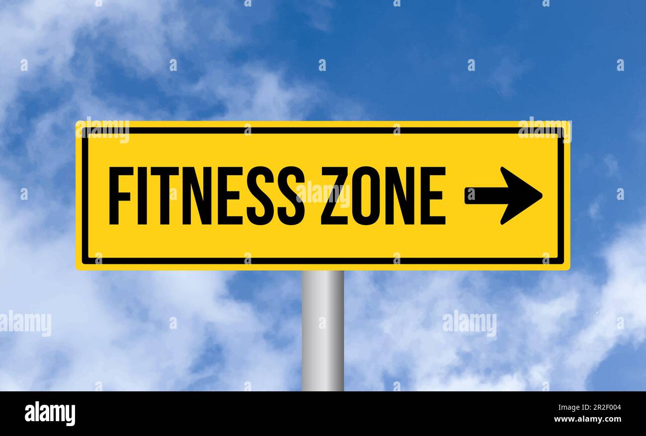 Fitness zone road sign on sky background Stock Photo Alamy