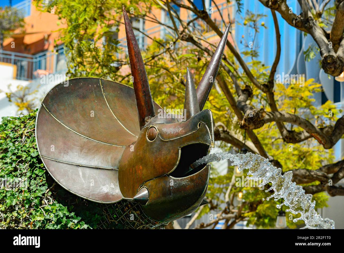 Fountain sculpture with mythical creatures, Santa Monica, California, USA Stock Photo