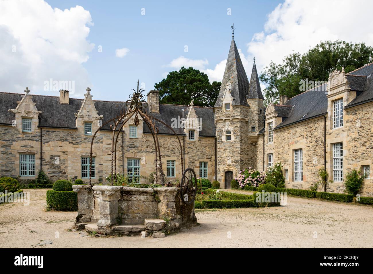 Romantic Rochefort en Terre castle in summer, Morbihan department ...