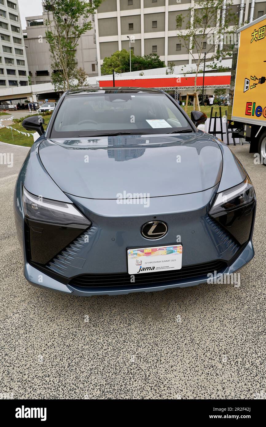 Hiroshima, Japan. 19th May, 2023. An electric vehicle Lexus RZ450e is