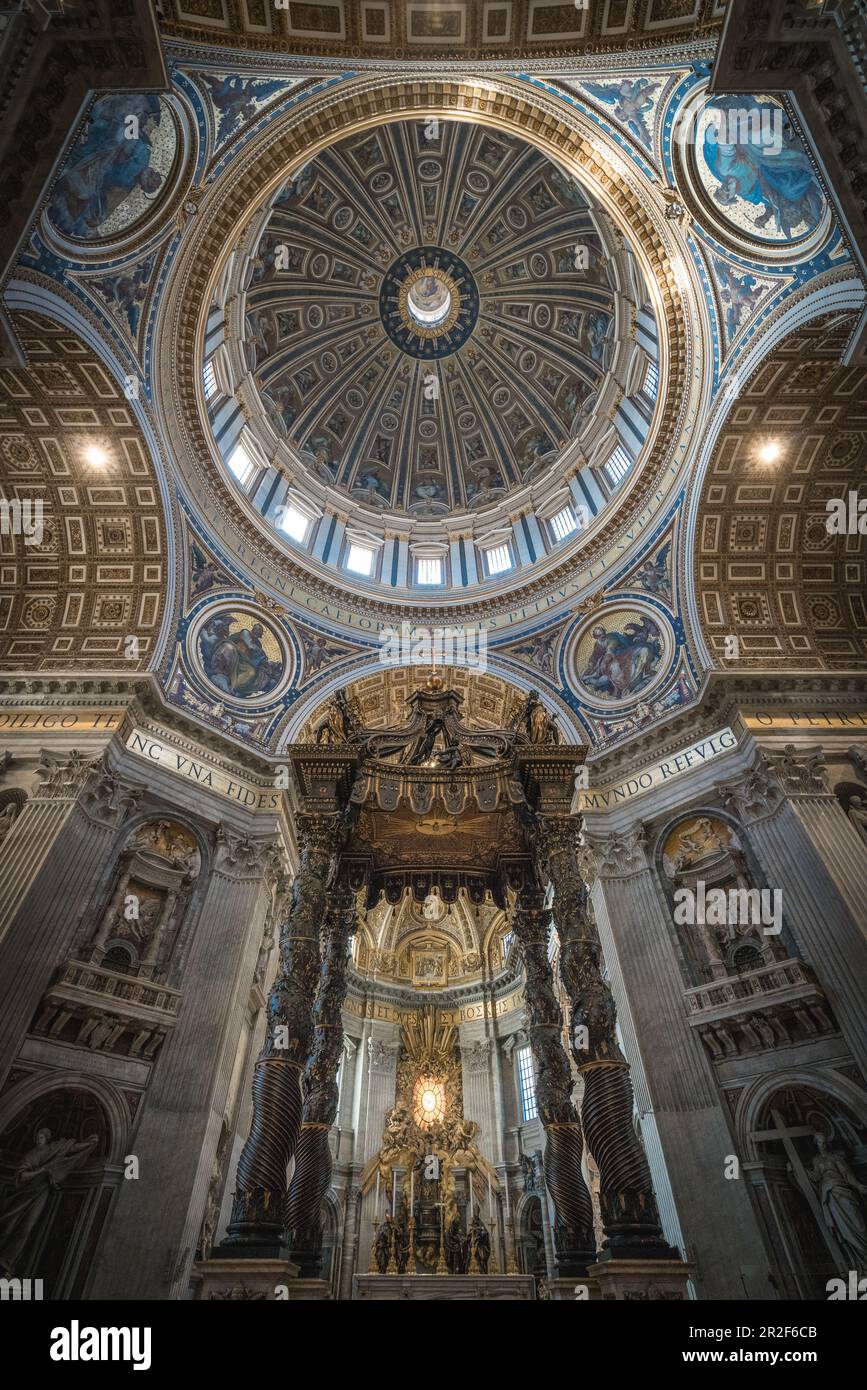 Looking up to the dome of St. Peter's Basilica in Rome, Italy Stock Photo