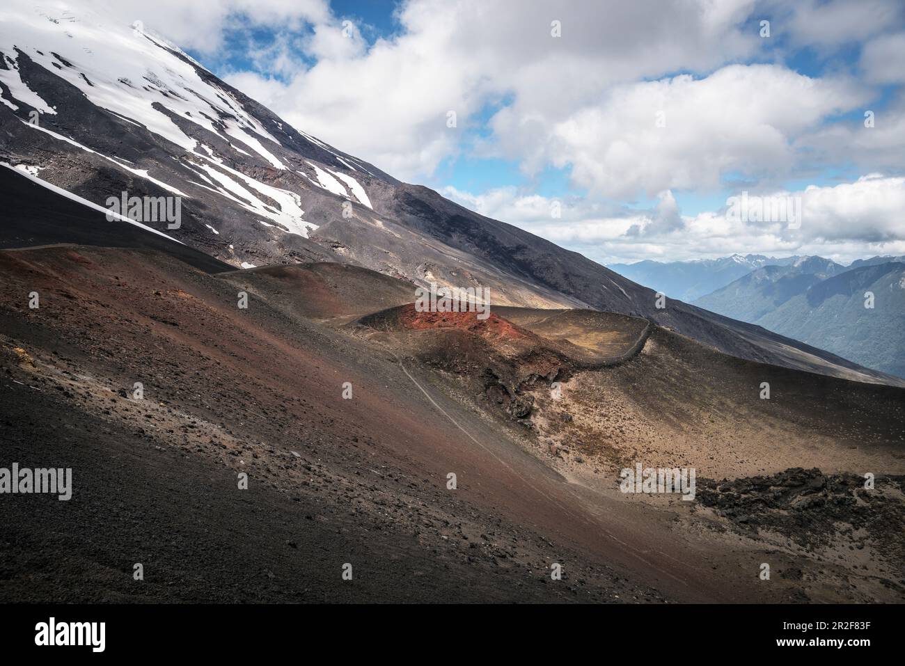Detail of the volcanic landscape on the Osorno, Region de los Lagos, Chile, South America Stock Photo