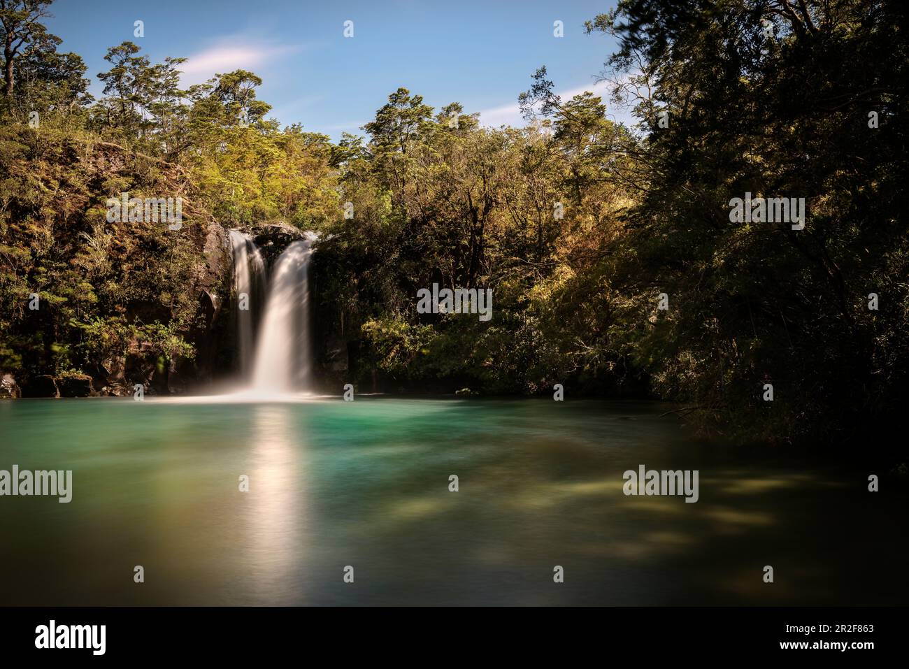 Saltos (waterfalls) of the Rio Petrohue, Region de los Lagos, Chile, South America Stock Photo