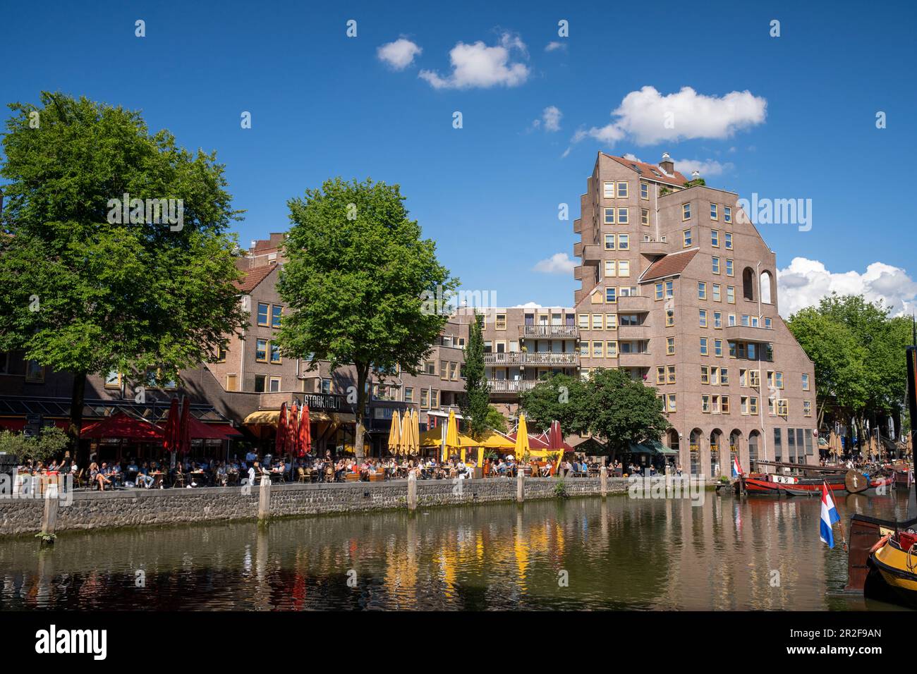 View of the old port 'Oudehaven' and bars of Rotterdam, Holland Stock Photo