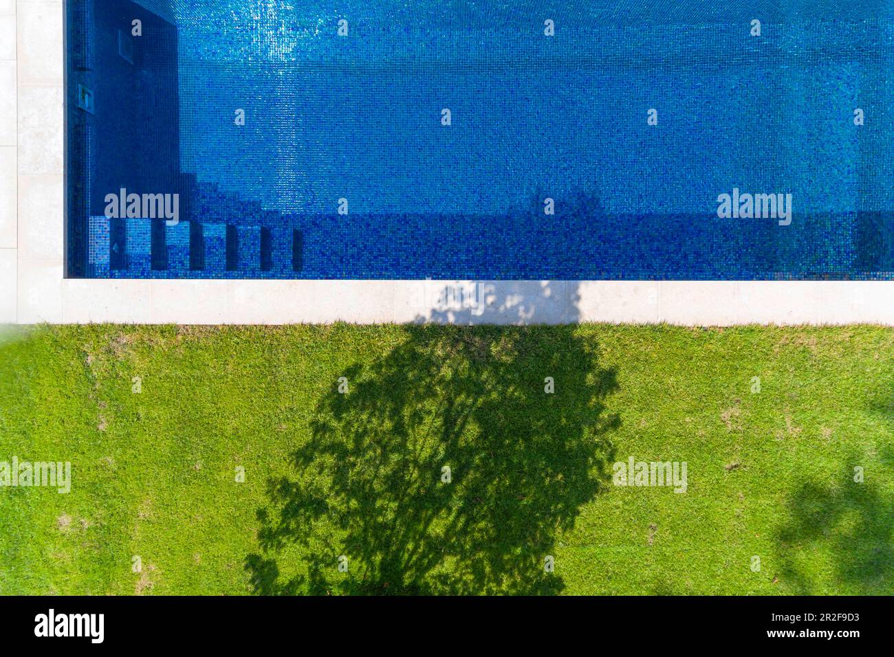 Swimming-pool, swimming pool and green area, drone photo, Germany Stock Photo
