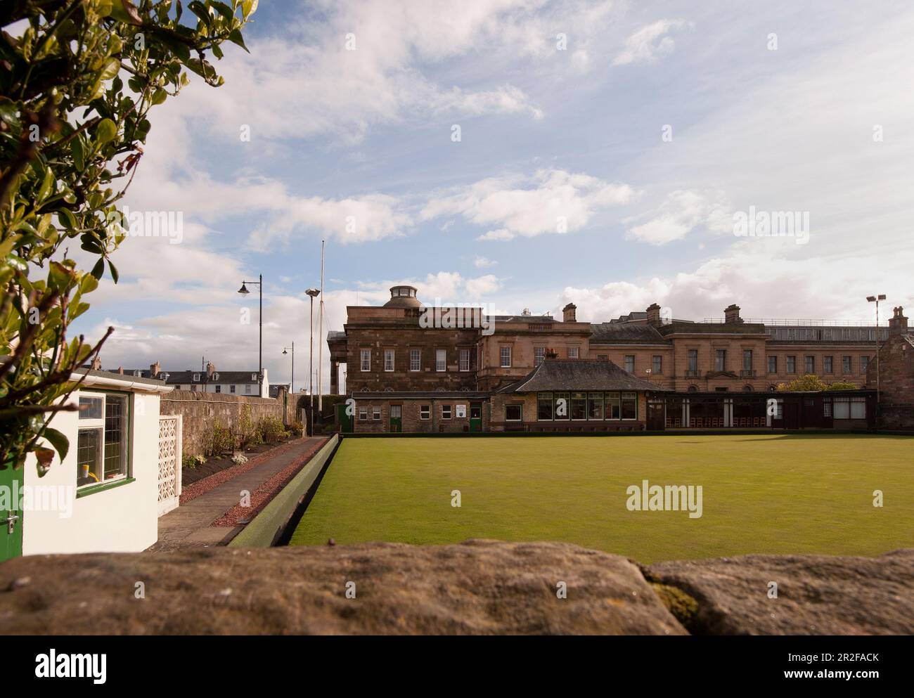 The pavilion of Ayr Lawn bowling Green in Scotland Stock Photo