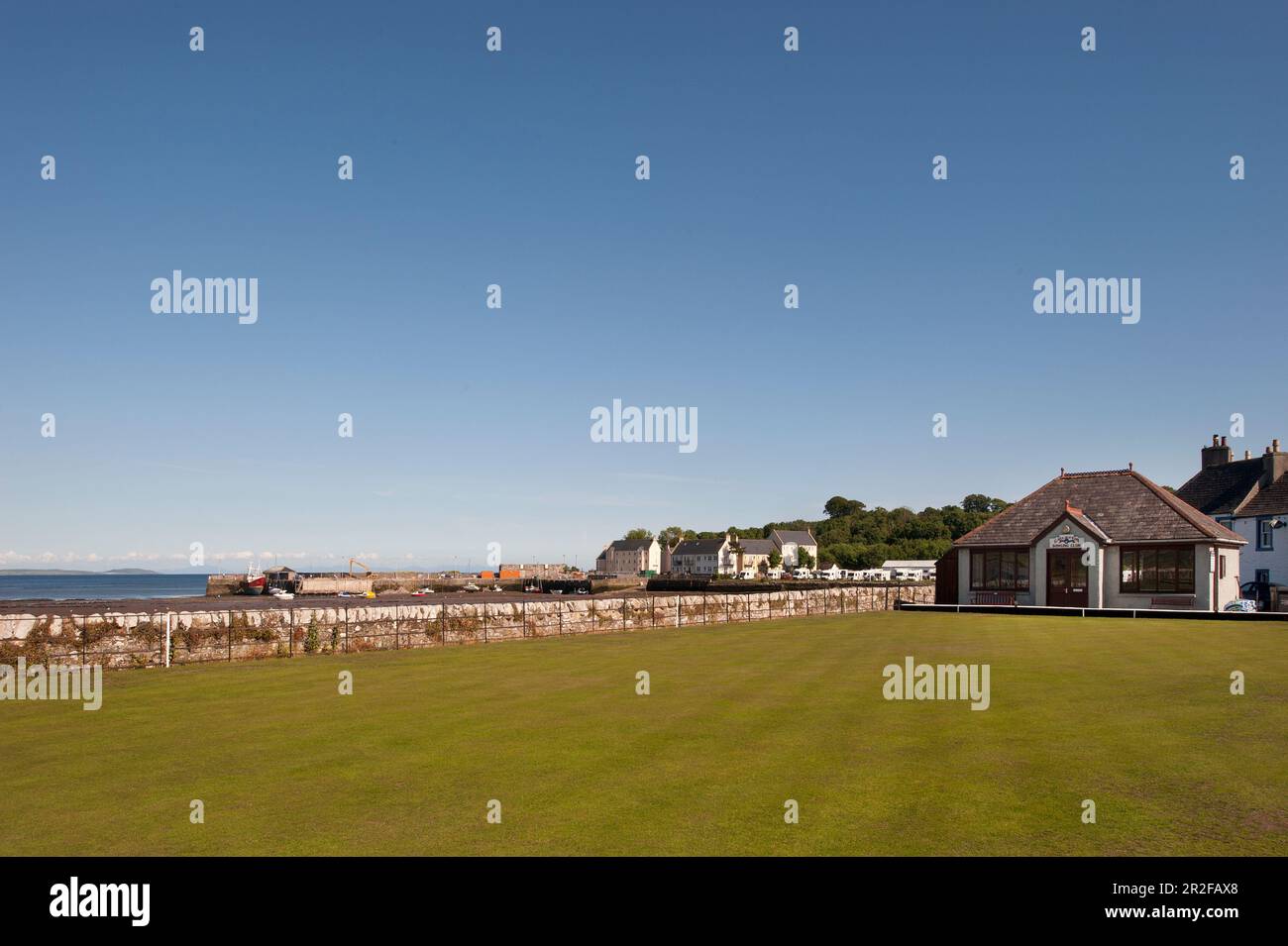 Garlieston lawn bowling green beside the sea in Dumfries and Galloway Scotland Stock Photo