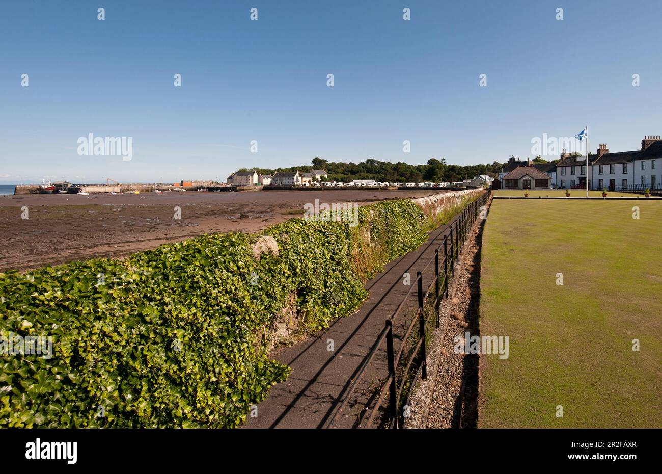 Garlieston lawn bowling green beside the sea in Dumfries and Galloway Scotland Stock Photo