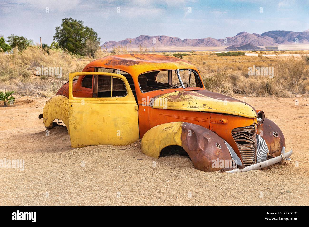 Old cars, discarded and parked, Solitaire roadhouse, C19 road, Solitaire, Namibia, South Africa Stock Photo