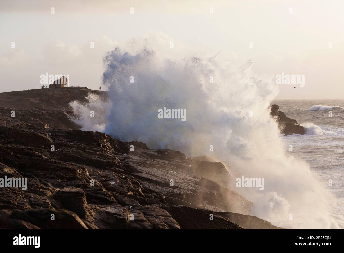 Waves and storm on the Quiberon Brittany peninsula Stock Photo - Alamy