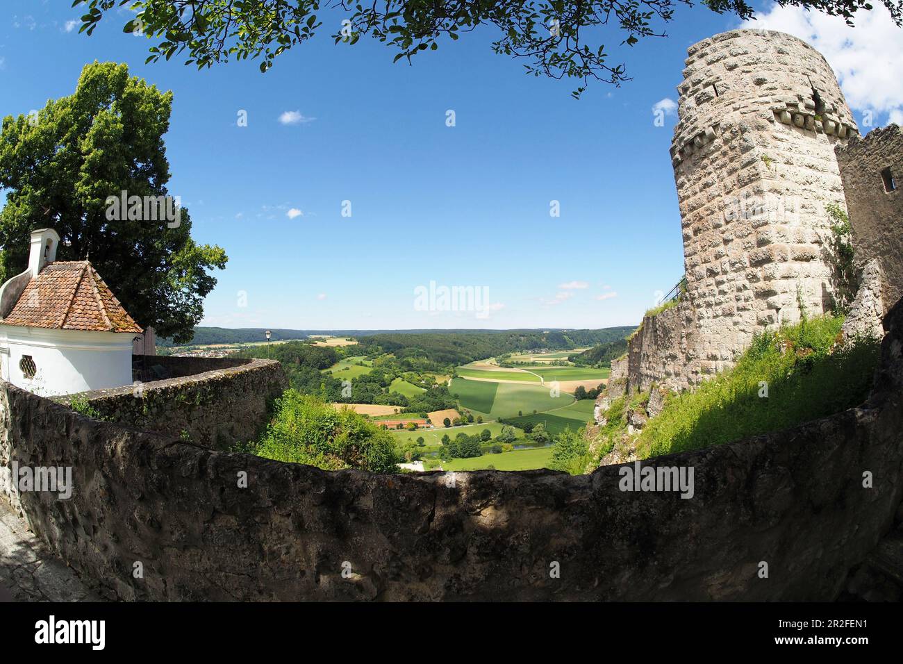 Castle over Arnsberg in the Altmuehltal, landscape, view, North Upper Bavaria, Bavaria, Germany Stock Photo