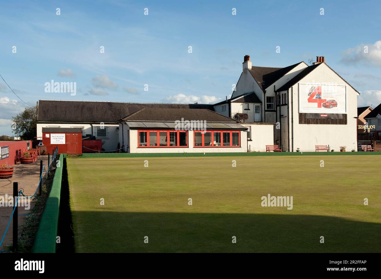 The club house of the Polmaise lawn bowling club green in Fallin