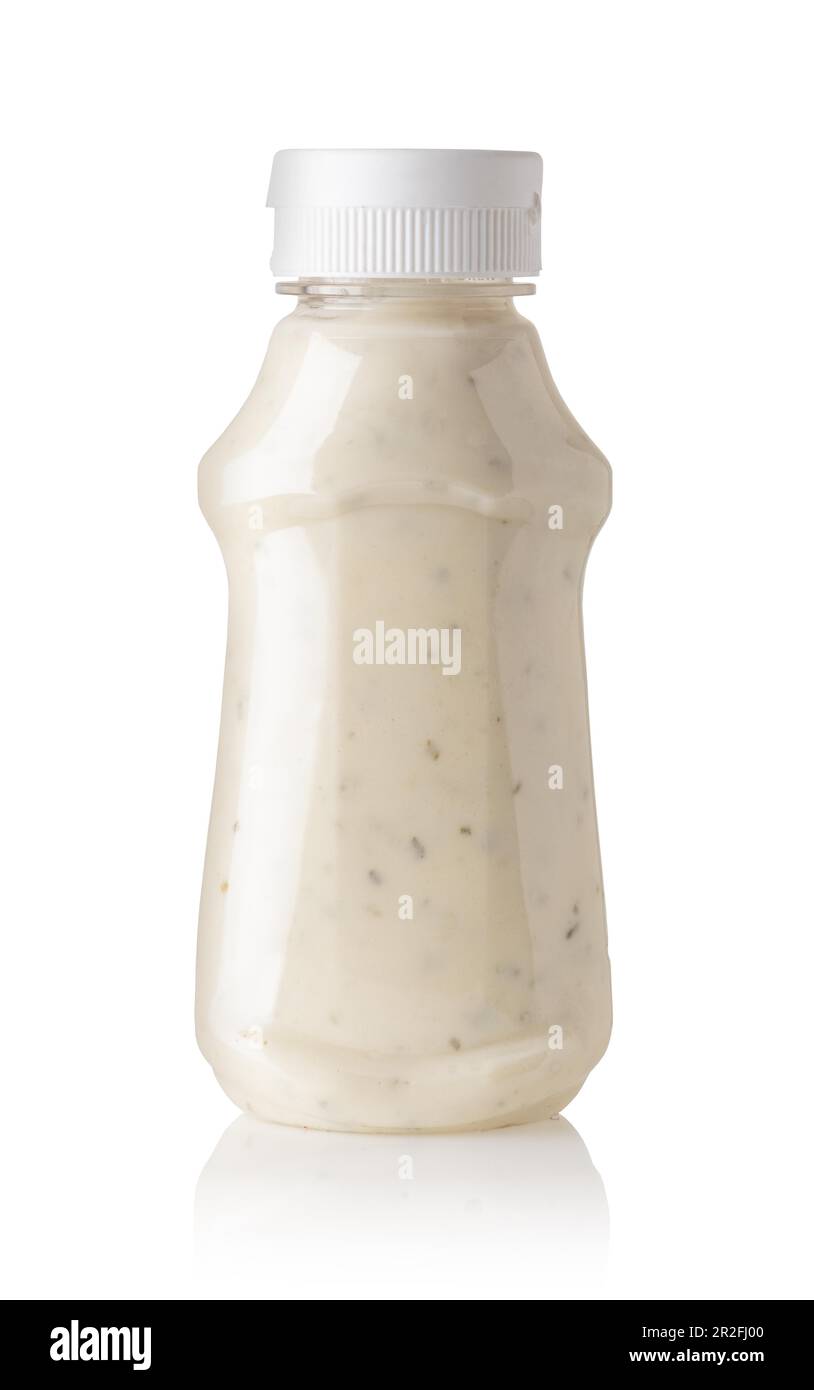 Garlic sauce in a plastic bottle on white background Stock Photo Alamy