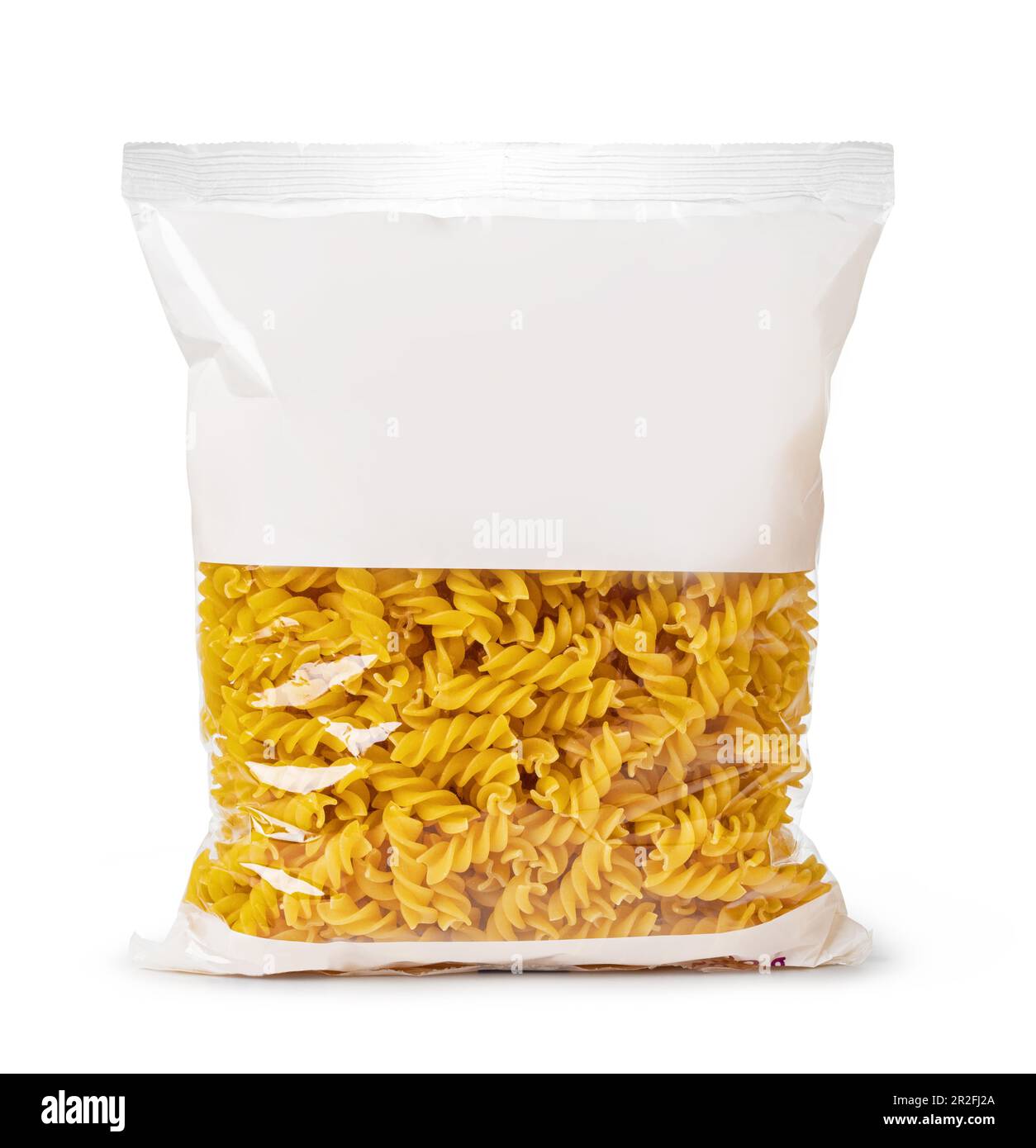 Plastic transparent bags with pasta. isolated on white background Stock Photo