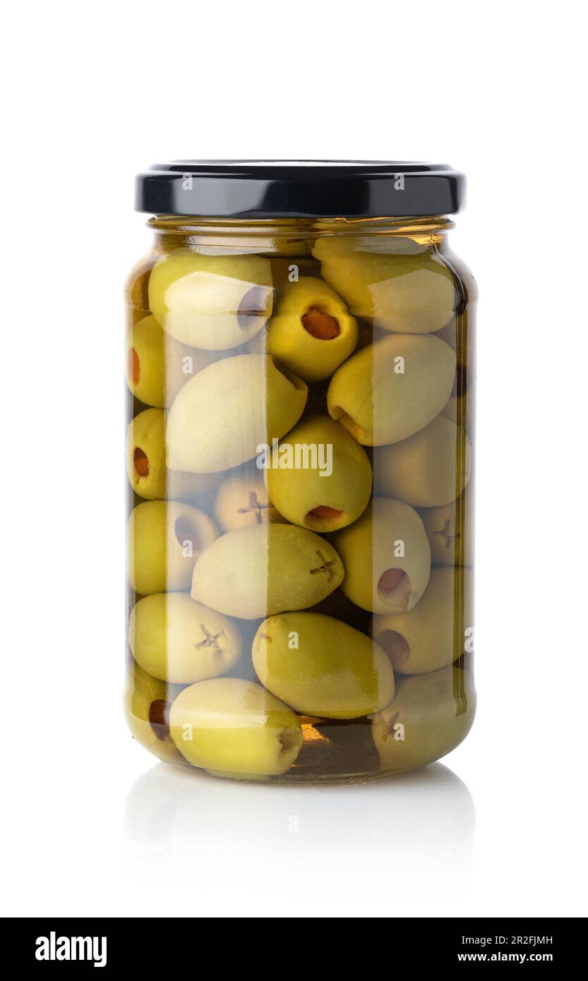 Preserved olives isolated on white background with clipping path Stock