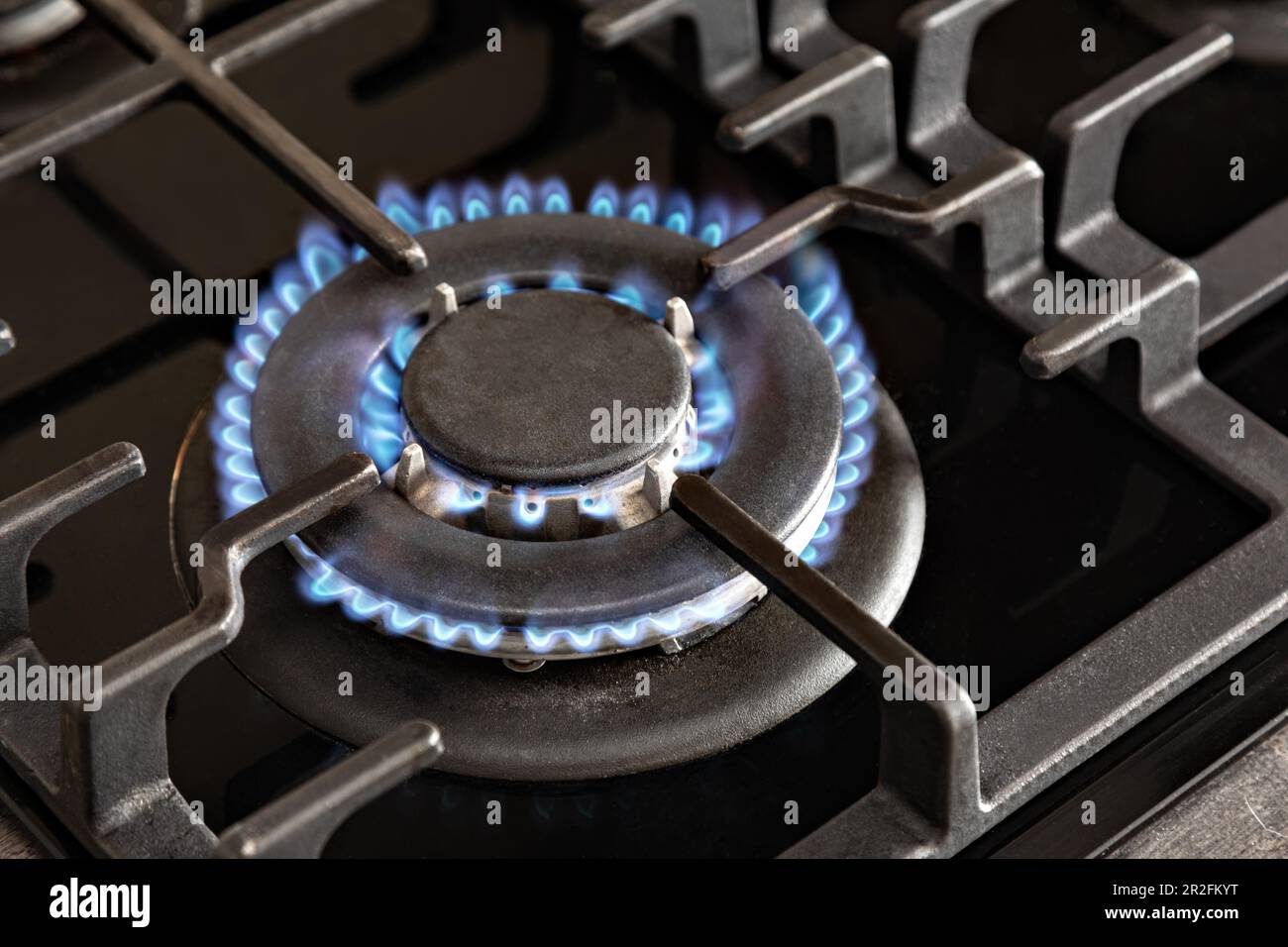 kitchen gas cooker with burning fire Stock Photo Alamy