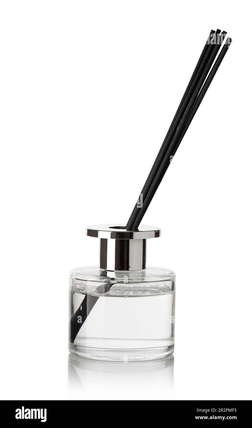 aroma diffuser with bamboo sticks on a white background Stock Photo Alamy