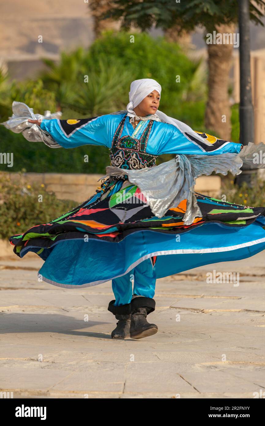 Whirling Dervish performance at the Citadel, Cairo, Egypt Stock Photo
