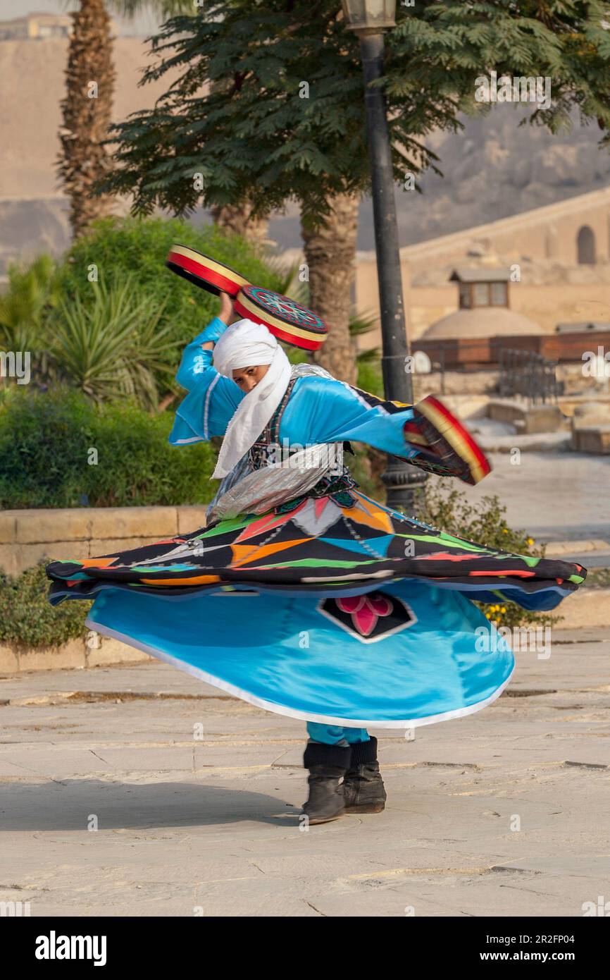 Whirling Dervish performance at the Citadel, Cairo, Egypt Stock Photo