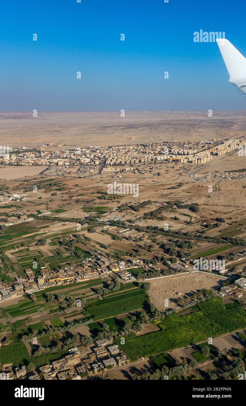 Outskirts of Luxor, Egypt, viewed from the air Stock Photo