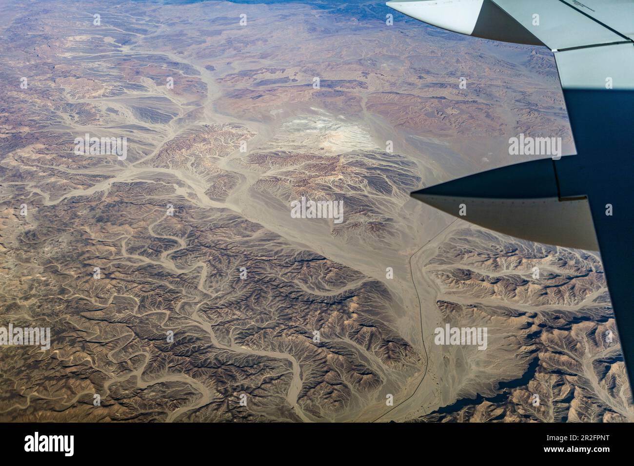 Aerial view of dried-up rivers in the Arabian Desert, Egypt Stock Photo