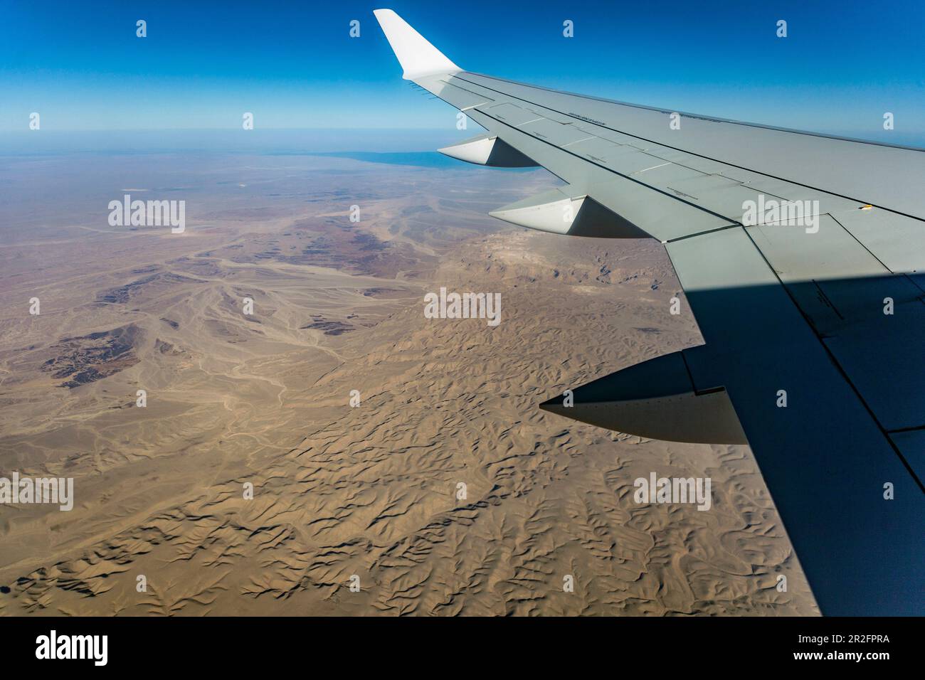 Aerial view of the Arabian Desert, and the Gulf of Suez, Egypt Stock Photo