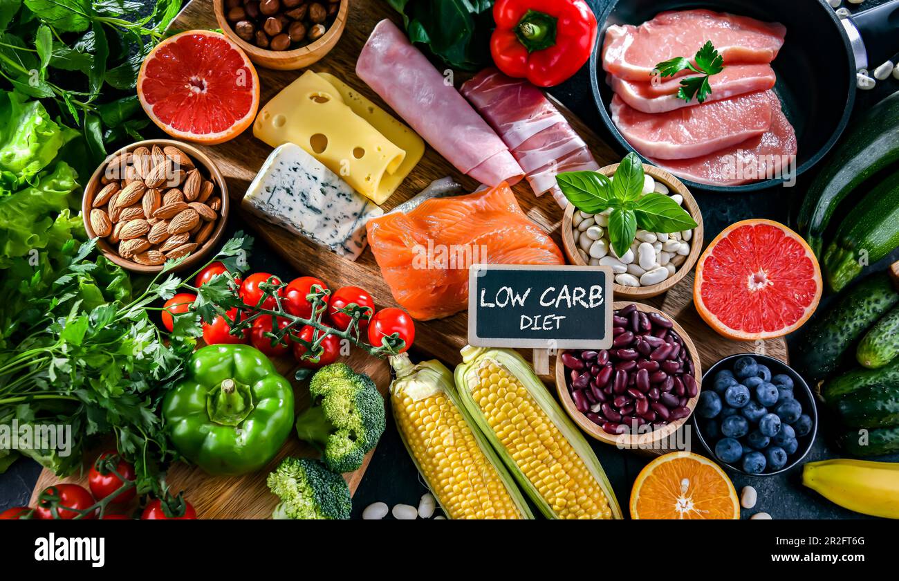 Low-carbohydrate diet products recommended for weight loss Stock Photo