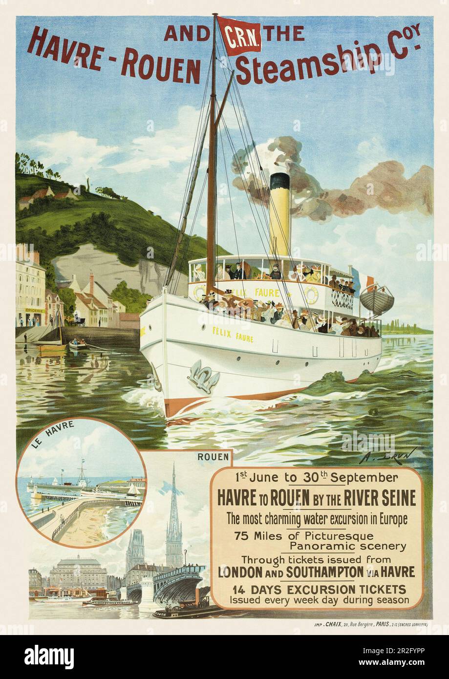 London and South Western Railway and the Havre-Rouen Steamship Coy. by Abel Brun (dates unknown. Poster published in 1895 in France. Stock Photo