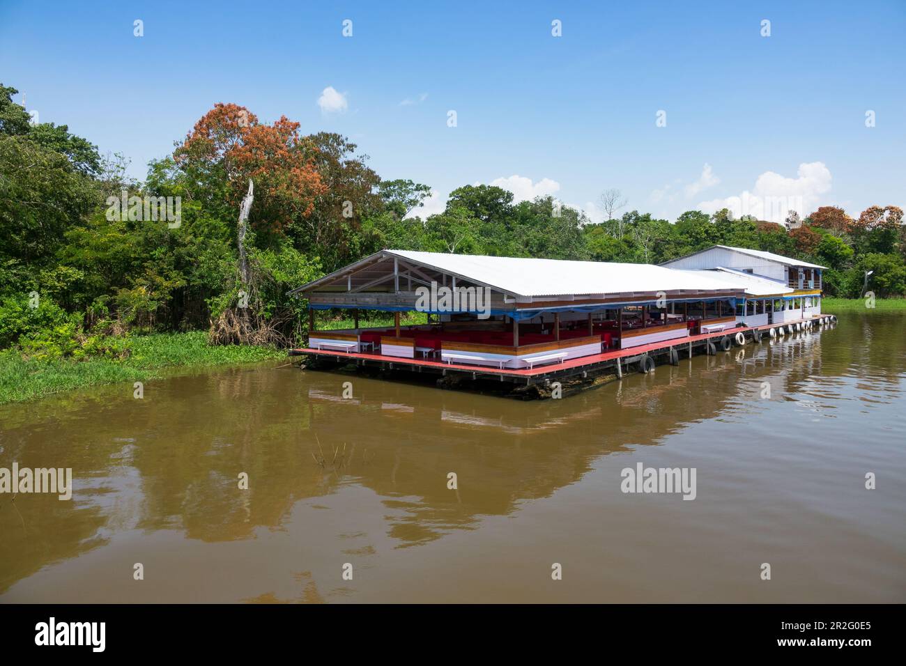 Floating restaurant on the Amazon near Manaus, rainforest, Amazon basin